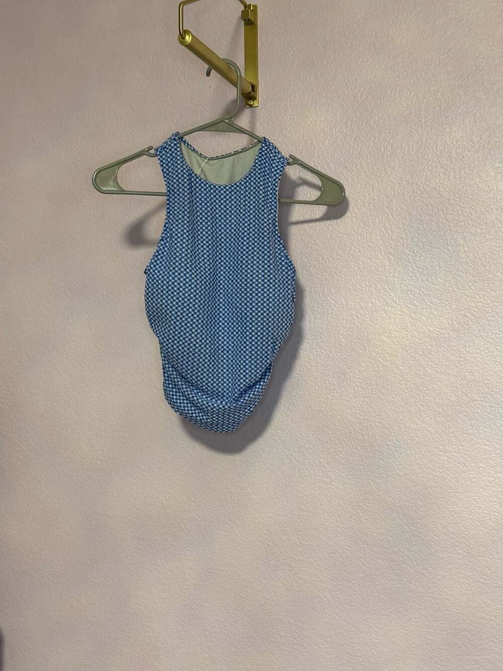 Halara Tank Top Size S Blue Gingham Pattern